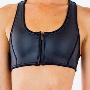 Free People Black Front-Zip Sport Bikini Top